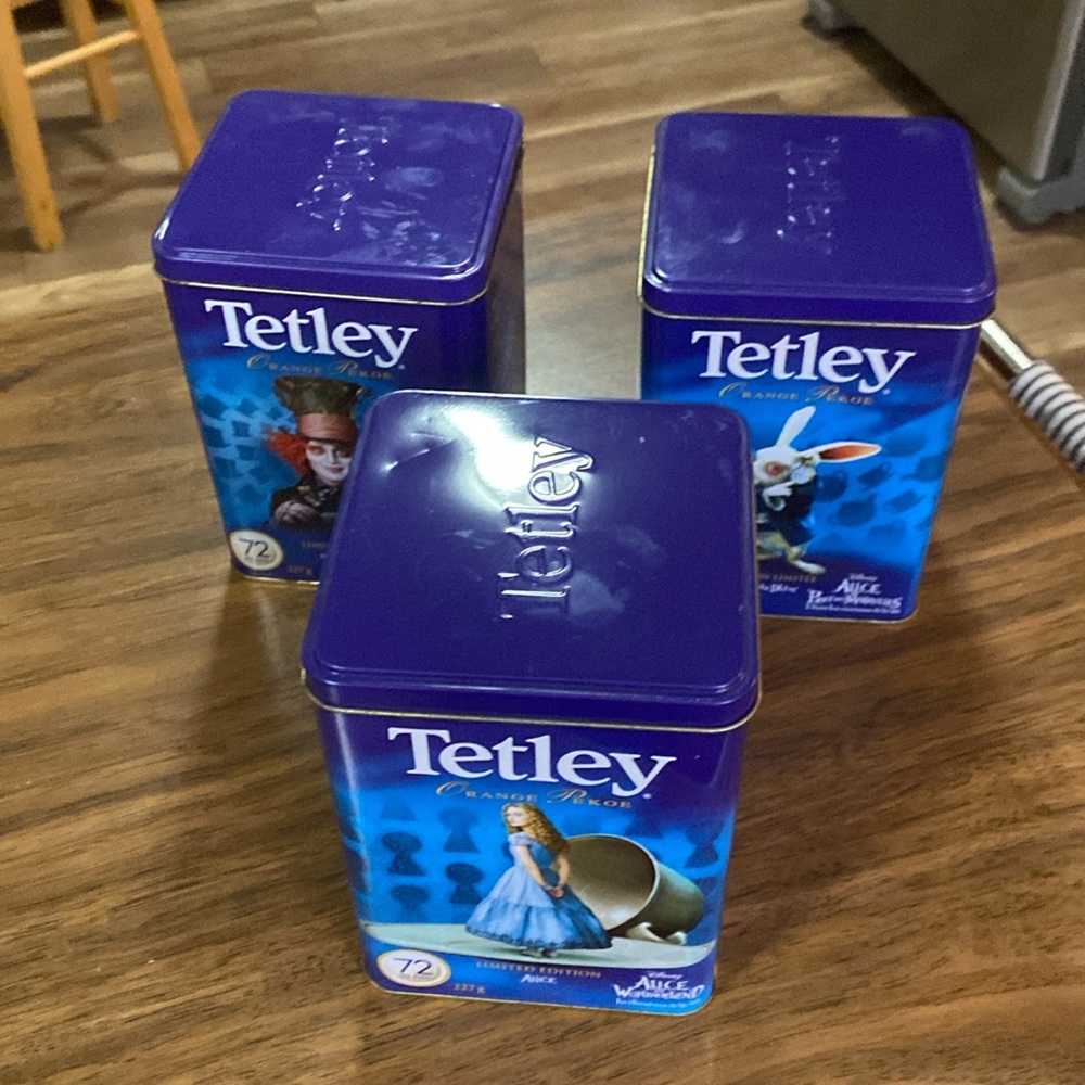 Tetley Disney ltd edition 3 collectible tins from  Alice in Wonderland. 2010